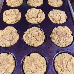 Thick, thick batter and even more dense muffin. The wheat flour really comes through…