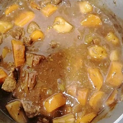 Lovely. I added Worcester sauce, more water and gravy granules to thineken it up.