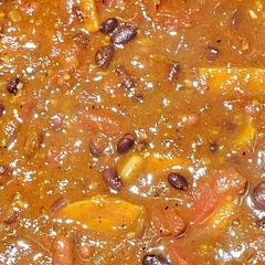 Switched one can of black beans for red beans. Added chipotle salsa and more chili powder. Mine was probably spicier than most people like. Dollop of plain whole milk yoghurt on top.