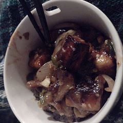 I added an eggplant and an onion. I doubled the garlic and the sauce. I personally like the heat of general tofu, so I'd advise adding in more pepper.