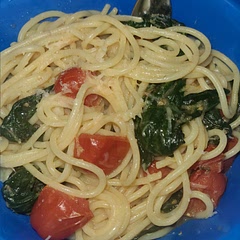 I used spinach instead of kale. It was delicious with the tang of the tomatoes and lemon balanced out with the spinach and parmesan.