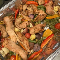 AMAZING! I subbed broccoli and carrots for green beans and peppers instead and added potatoes and had it over rice! So yummy