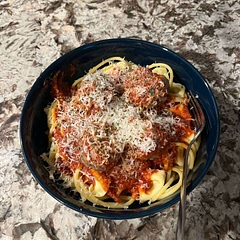 Delicious! I paired with Marcella Hazan’s tomato sauce and a mix of bucatini and tortellini. The meatballs were insanely flavorful and moist. Will make again!