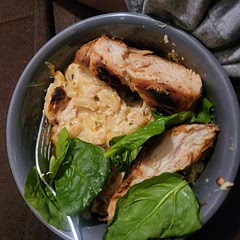 I switched the wine out for chicken broth, took out the tomatoes and had to add about a 1/2 cup more cream with the cheese to make it creamy but it was delicious. Definitely going into the meal rounds.