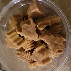Made these for my fur babies. Ususaly buy their treats from a dog bakery but didn't have the funds to do so. So I made these. I didn't add the cinnamon but I did a little of honey. The girls love them.