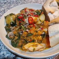 I couldn't find any preserved lemon so I used a spoonful of lime pickle in the paste. I also added extra chillies and used sunflower seeds instead of pumpkin to garnish.  We enjoyed it and I'll make again for a nice easy tea.