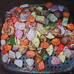 Very good flavor! Cooked for 15 minutes at 360. Don't know where the 180 in the instructions came from. A lot of flavor and textures. Served with main dish of chicken fettuccine alfredo.