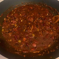 I added more of each seasoning (plus some cinnamon) and used fire roasted diced tomatoes. Did not blend any and it turned out great!