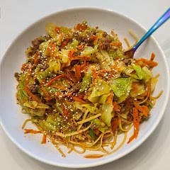 I have to have udon noodles with my stir fry, so I doubled the sauce recipe and used half for the stir fry, then the other half to coat the cooked udon. VERY delicious and made a ton.