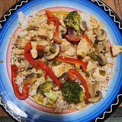 Great base recipe to add whatever veggies you may have on hand to. Next time I'm going to try pineapple and basil 🙂 
Also needs spice added, a little bland for us but still very good