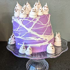 Made a vanilla 3 6" layer cake with purple frosting, but this was the inspiration. Very cute at our Halloween Party tonight.