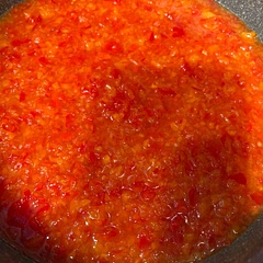 I used 5 red and one orange bell pepper. Been making this for years!