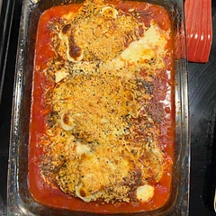 I used a lot of extra Parmesan and mozzarella on top!