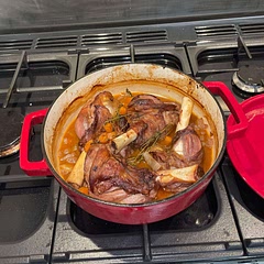 The recipe timing is in reference to countertop slow cookers (like Crockpot). If you want to do this in the oven like me, all you need is 180°C for 2hrs, turning the shanks midway through the cooking time.