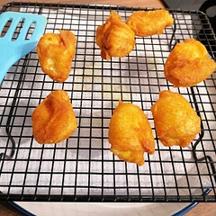 These were a disaster to make inthe pan. They instantly stuck to the bottom and spread like a mad pancake. Taste is nice, but I'm sure there is a technique to it that it's not detailed here. I ended up baking the rest as I didn't want to throw them out, they came out like chewy cheesy cookies