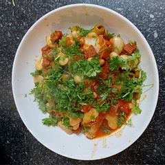 Made for two, halved all ingredients except for butter beans, used a whole 400g tin. Added about 5ml of smoked paprika and also several green pitted olived roughly sliced.