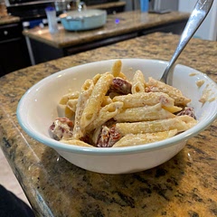 Taste really good I added about 1/2c of pasta water to the cream because it was a little thick