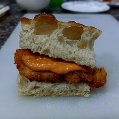 I absolutely love this recipe. It's fantastic just dipped in balsamic vinegar and oil, but I made chicken cutlets and pasta alla vodka the same night and quickly put this sandwich together. Chef's kiss 👌