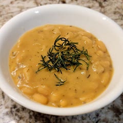 Very tasty. Instead of dried rosemary, flash fried rosemary in the olive oil and scooped it out before cooking the garlic, then used to top when finished.