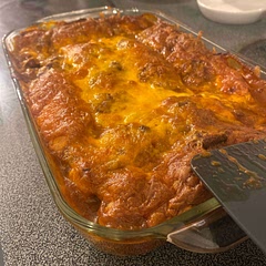 This is like eating a corn dog on a bed of cheese and chili! I love this dish.