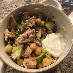 Used Tzatziki sauce instead and opted out of tomatoes. Very good!
