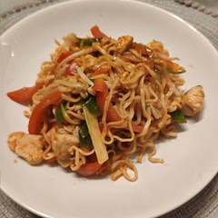 Really easy and liked. Doubled to make for four, but was too much. One nest of noodles per person is enough. Would consider adding chilli flakes to add some spice.

Didn't have an adult to drain the noodles. So did it myself.
