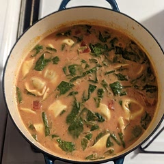 I used sausage tortellini to make the soup less greasy.