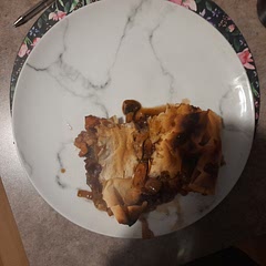 Used chicken instead of turkey, we cooked pie in oven it started to burn at ten.