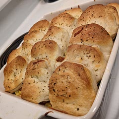 This was a great, easy to cook meal. However, I would definitely say cook it at a lower temperature for longer otherwise your biscuits will be undercooked. I will probably try 325 for 35 minutes and see if that helps.