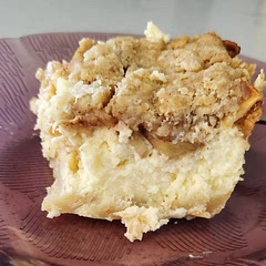 This was really yummy but the apple and crumble overpowered the flavor of the cheesecake. If I made this again,  I would either cut back on the pie components or increase the amount of cheesecake
