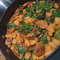 I added Italian sausage for some extra protein! I just ended up using extra cream and pasta water to thicken instead of cornstarch. Came out great :)