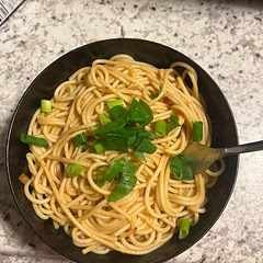 I skipped the oyster and fish sauce and added tofu to mine and chicken to my fiancé’s. It’s very good but I reccommend making extra sauce to marinate a protein addition.