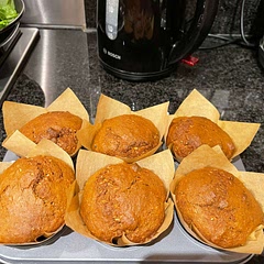 Added half teaspoon each of cinnamon, ginger, nutmeg, cloves to the batter plus two tablespoons of desiccated coconut and a handful of walnut pieces for texture. Very successful and easy recipe! Even I didn’t mess it up!