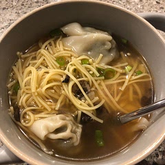 Used frozen wontons instead of making them by hand, and threw in mushrooms. Could probably use more salt. I don’t know if I’d call this true wonton soup, but it’s a good soup nonetheless