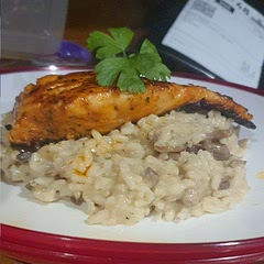 So yummy! Added some salmon for extra protein but first time making risotto and I think Gordon Ramsey would be proud
