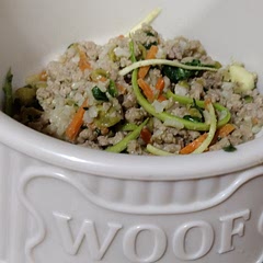 The dogs were very happy with this. Easy to make and full of fresh veggies.  I did use a full can of peas.