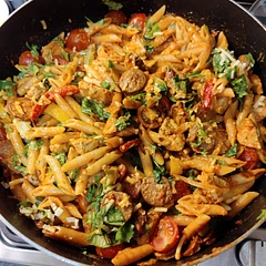 Lovely! We used spicy chorizo instead of normal chorizo and diary free alternatives for cream and cheese as my partner is lactose intolerant.