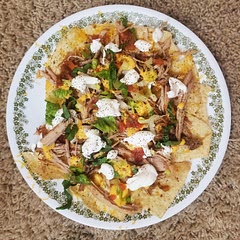 Had this as nachos. Wonderful meal for my husband and I with plenty of leftovers for lunches. I did add only about 4 cloves of garlic and the flavors still turned out amazing.