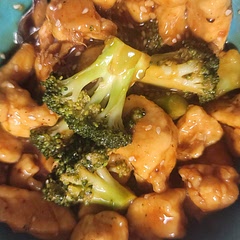 I also added red pepper flakes. Doubled the sauce, not that I needed it. It was more than enough sauce for me. I served it over Jasmine brown rice.