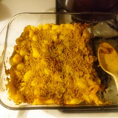 If you want it to be a bit more crisp use the bacon grease with the butter for the bread crumbs