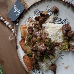 I pressure cooked my lean stew meat in my instapot first for 15 minutes added brocolli for additional 3. Moved everything over to the stove top and continued the remainder of the recipe. Very good! Will definitely make again
