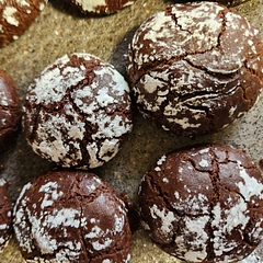 I tapped off the powder Sugar before baking, next time I won't do that. They were as soft as brownies!