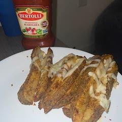 really good on their own, but this time i put mozzarella on top and ate them with marinara sauce.