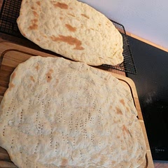 Apart from my uneven stretching, this dough came together quick and easy. 2 thin bases came out of the given quantities. Made in the morning and will make our pizzas for dinner. Could probably even freeze one parbaked base