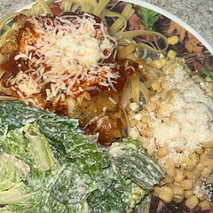 I marinated my chicken in a mixture of broth, Italian seasoning, and chicken seasoning overnight. I also did a mixture of panko, Italian seasoning crumbs, and Parmesan. I also never follow recipes to a T and eyeball everything. So I have leftovers.