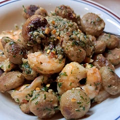Chickpea gnocchi. Tastes great.