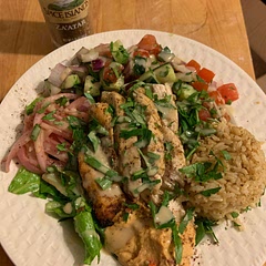 A lot of bright, fresh flavors!! I omitted the olives because I don’t like any olives, but an olive lover would certainly love to add them!! Wonderful and healthy dish!!