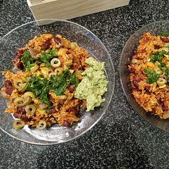 Made with whole grain rice. Took way longer to cook than expected (almost an hour). Doubled the spices except for hot pepper.  Tastes delicious! Added avocado and some cheese