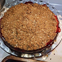 I used can cherry pie filling instead of homemade. We shall see how that goes.