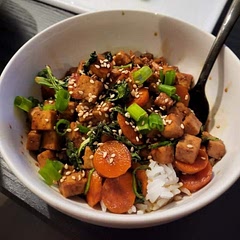 the sauce was a little too thin, will probably figure out what a cornstarch slurry is next time and use that to thicken it lol. otherwise pretty good :)